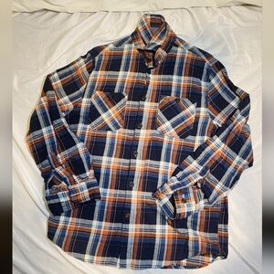 Coleman Flannel shirt Medium (Navy, orange, gray)